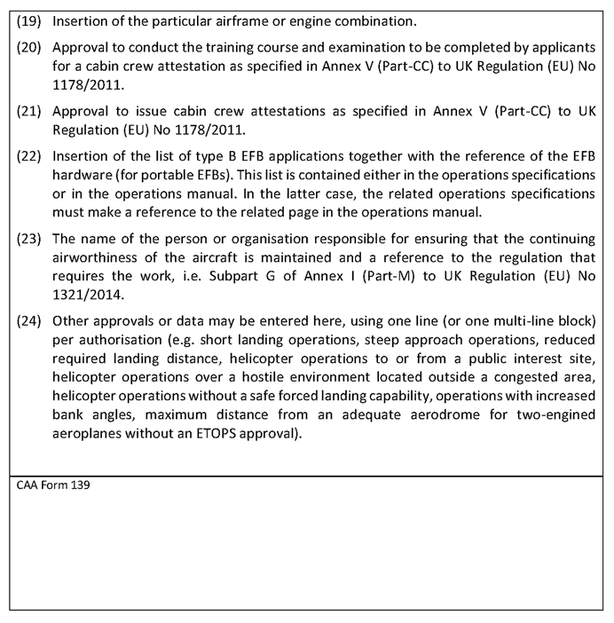 Image of the Operations Specifications form 139, page 3